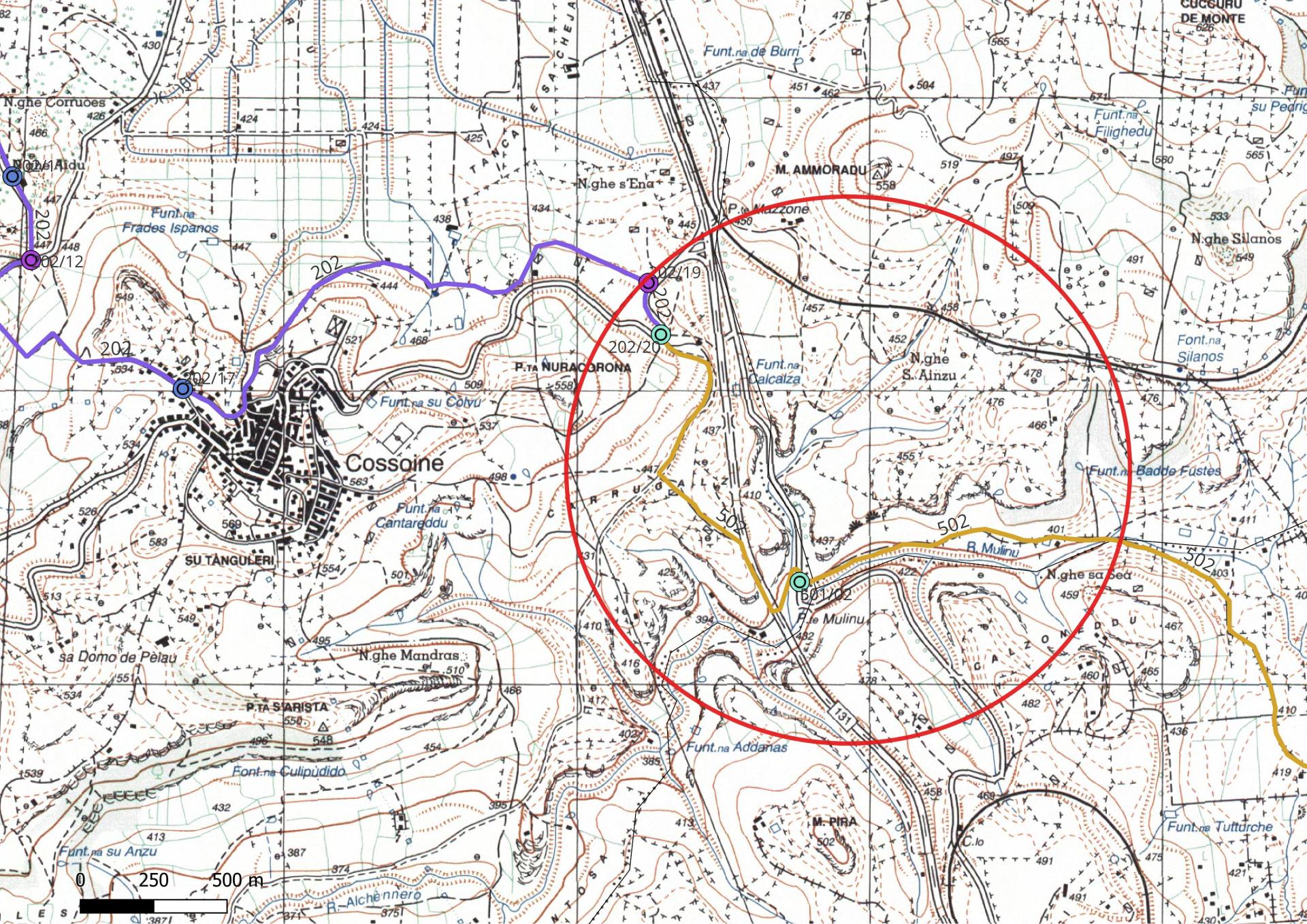 Interruzione sentiero del Mejlogu G-502