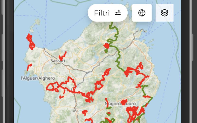 mappa su app SardegnaSentieri