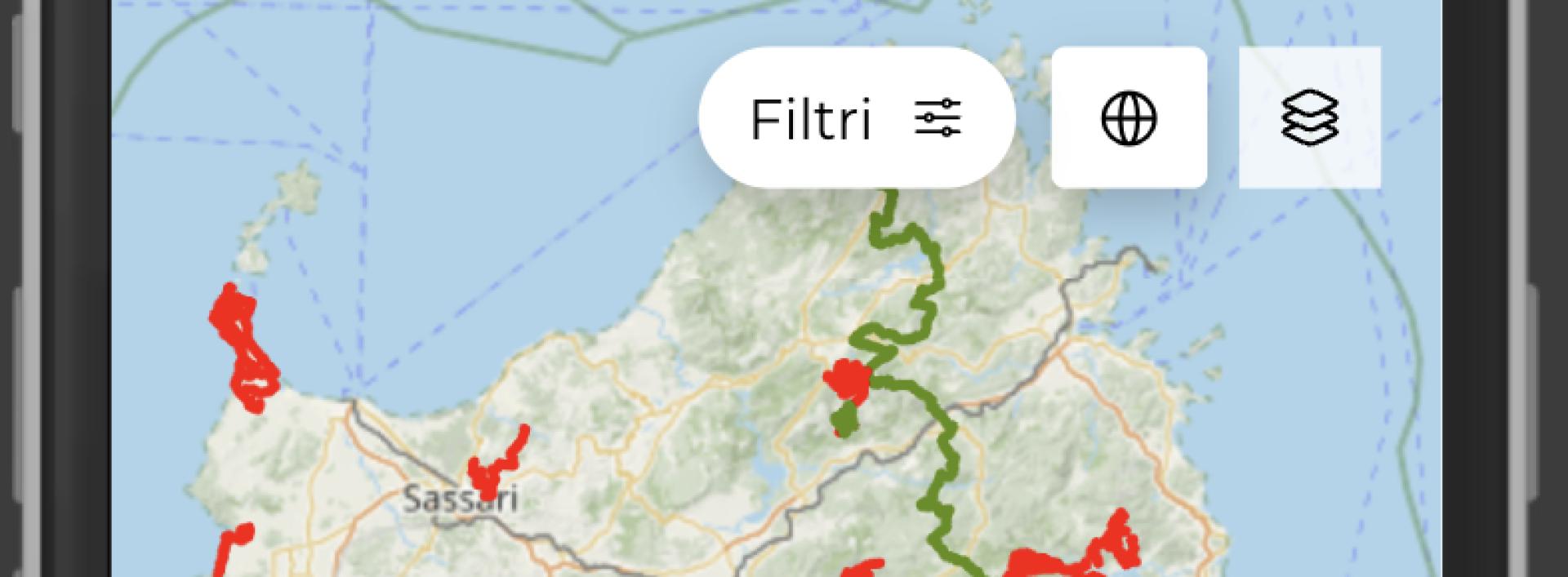 mappa su app SardegnaSentieri